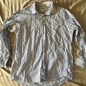 Lacoste White and Blue Striped Casual Shirt